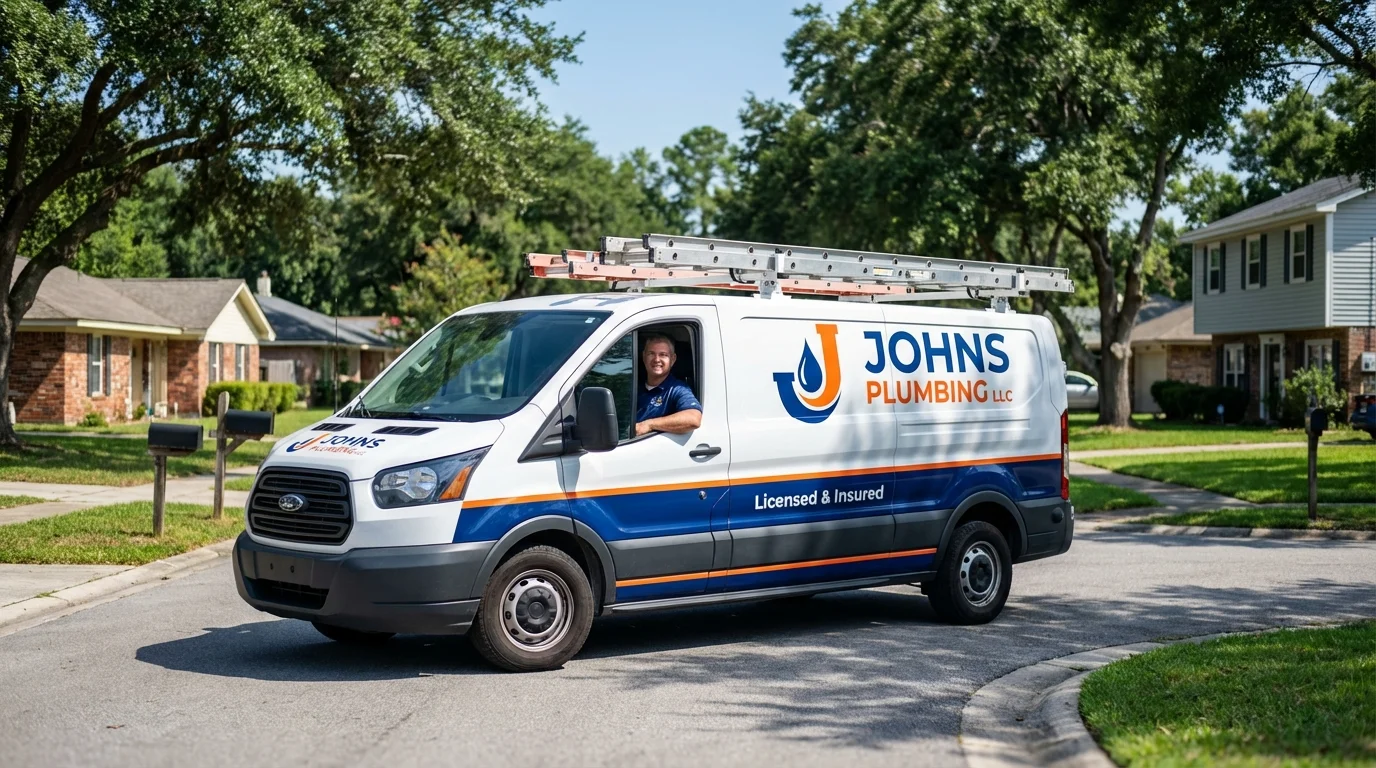 Johns Plumbing LLC service van in Rio Hondo, TX