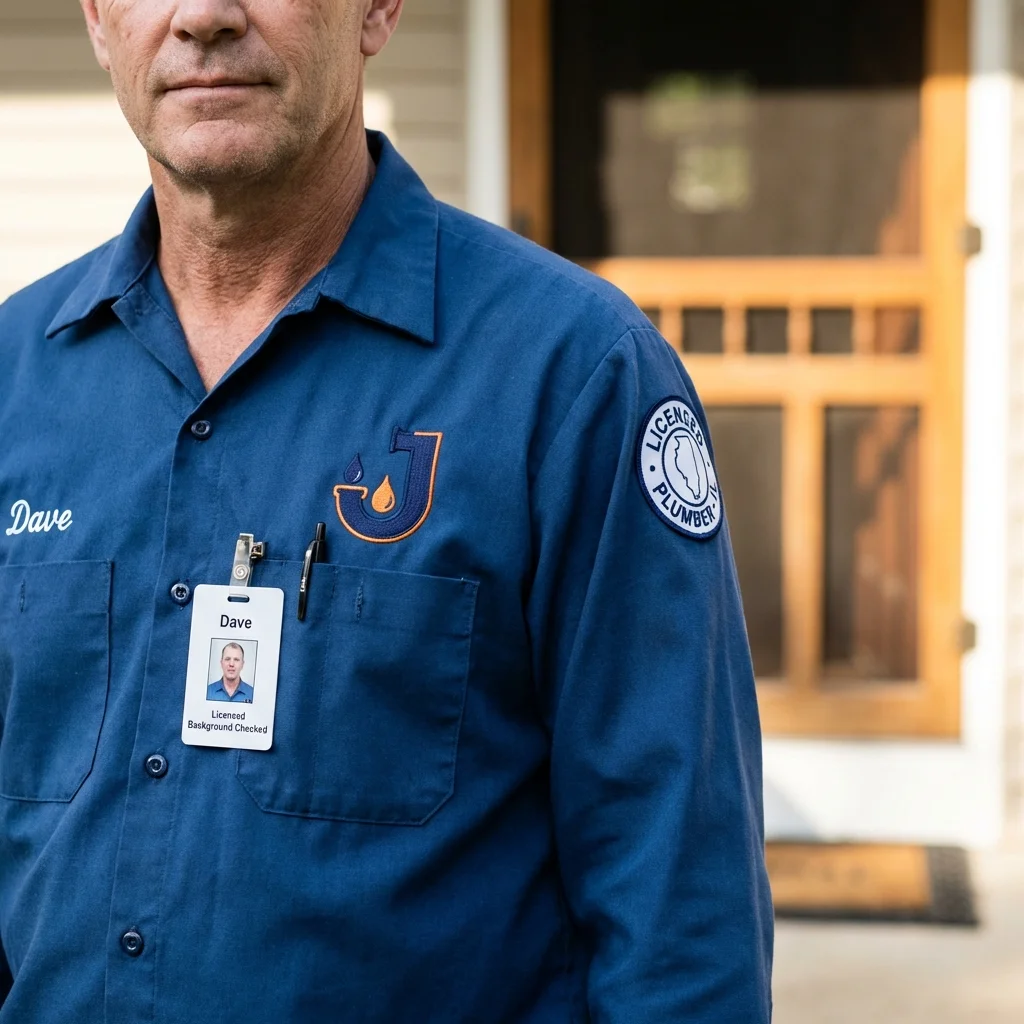 Licensed plumber showing ID badge in Rio Hondo, TX