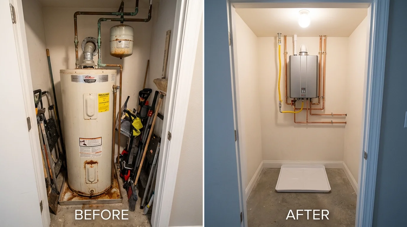 Tank water heater versus wall-mounted tankless unit comparison for Rio Hondo, TX homeowners